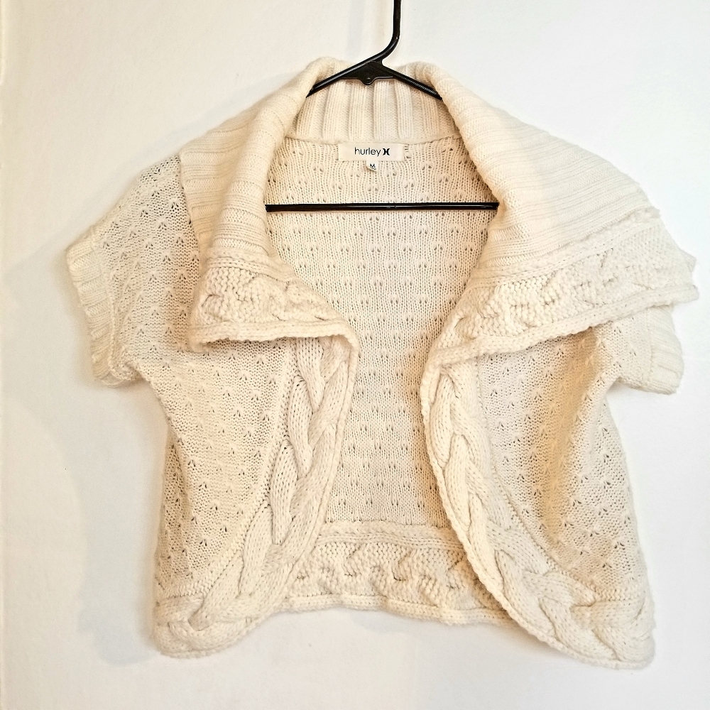 Hurley rare! cream knit shrug, sample size medium